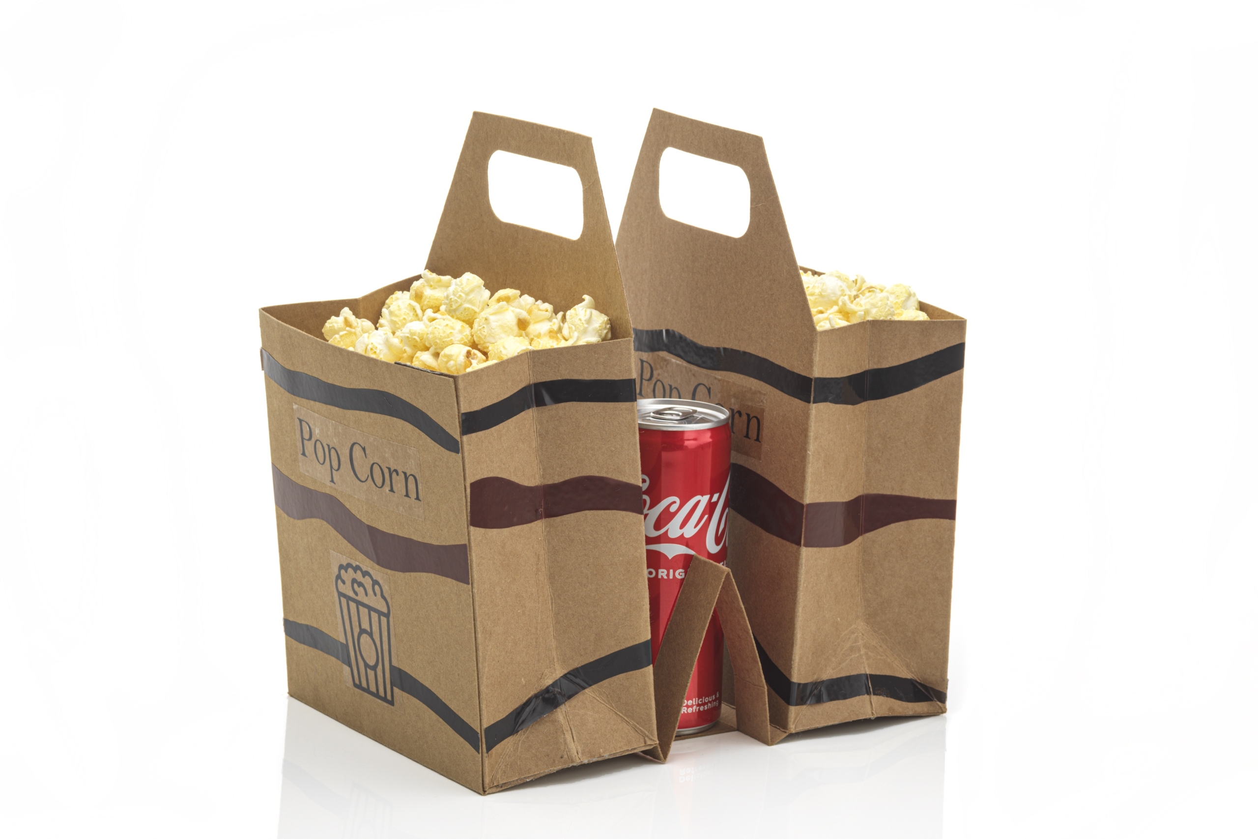 Sacs jumelés pour le pop-corn et les boissons